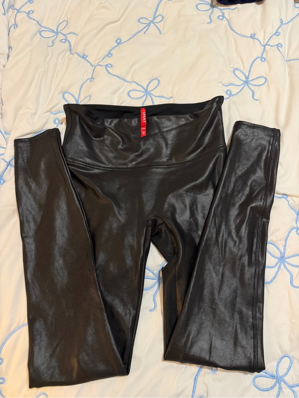 Spanx Black Faux Leather High-Waist Leggings